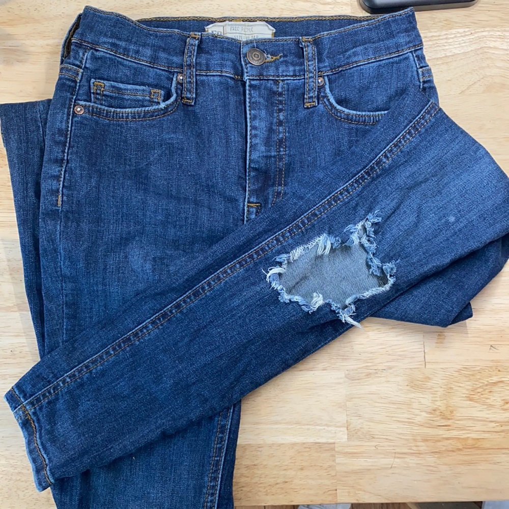 Free People Skinny Jeans with Knee Cutout